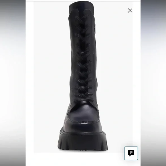 Free People Jones Lug Sole Combat Boot Size 7 Leather BlacK NEW - Picture 7 of 15